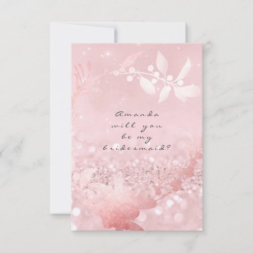 Will You Be My Bridesmaid Rose Blush Wreath Pink Invitation