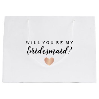 Will You Be My Bridesmaid Rose Gold Confetti Heart Large Gift Bag by Evented at Zazzle