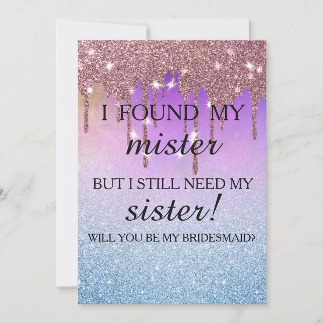 Will you be my bridesmaid? Rose Gold Dripping Invi Invitation (Front)