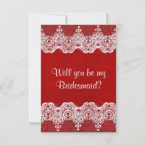 Will You Be My Bridesmaid Rustic Burlap  Lace Invitation