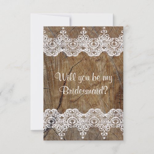 Will You Be My Bridesmaid Rustic Burlap  Lace Invitation