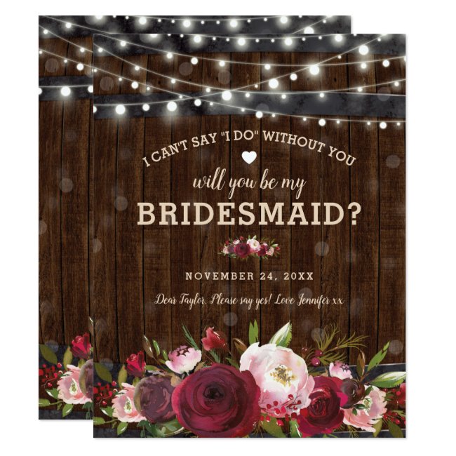 Will you be my Bridesmaid | Rustic Country Barrel Invitation