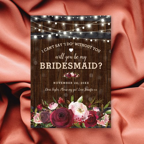 Will you be my Bridesmaid  Rustic Country Barrel Invitation