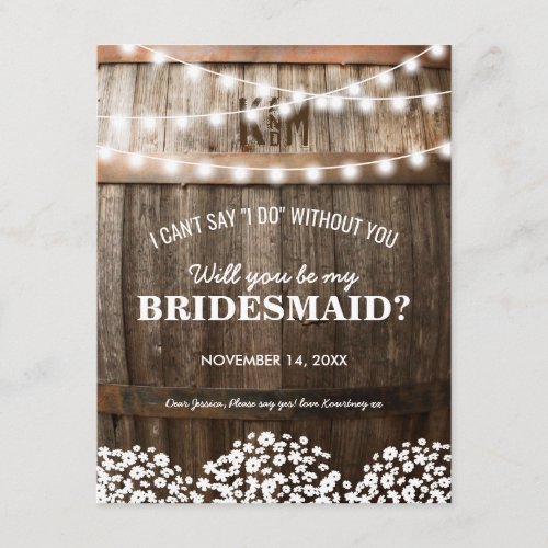 Will you be my Bridesmaid | Rustic Country Chic Invitation