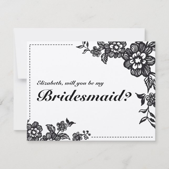 Will You Be My Bridesmaid Rustic Floral  Card (Front)