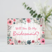 Will You Be My Bridesmaid? Rustic Floral Wedding Invitation | Zazzle