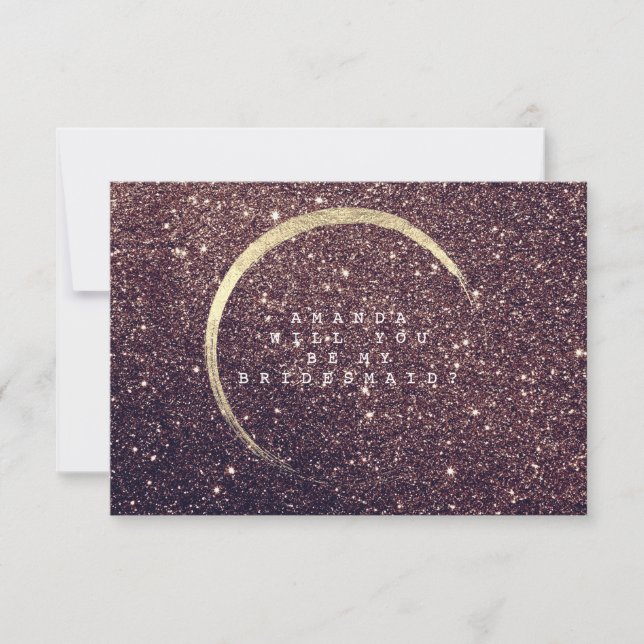 Will You Be My Bridesmaid Rustic Gold Glitter Invitation (Front)