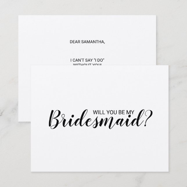 Will You Be My Bridesmaid? Rustic Kraft Paper Invitation (Front/Back)