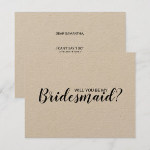 Will You Be My Bridesmaid? Rustic Kraft Paper Invitation