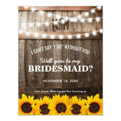 Will you be my Bridesmaid? | Rustic Sunflower Card