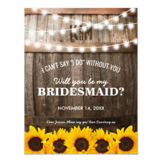 Will you be my Bridesmaid? | Rustic Sunflower Card