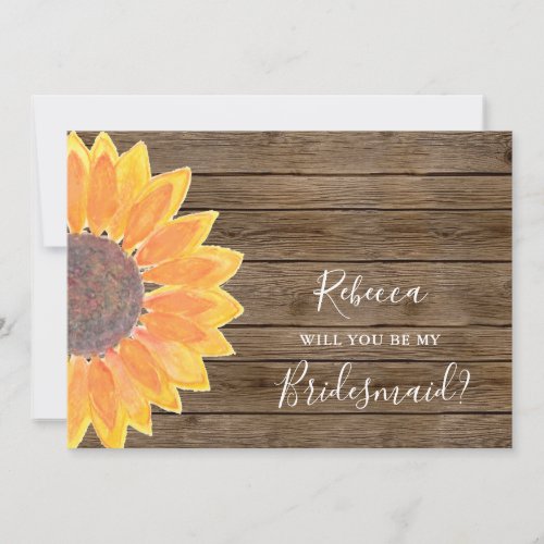  Will You Be My Bridesmaid Rustic Sunflower Invitation