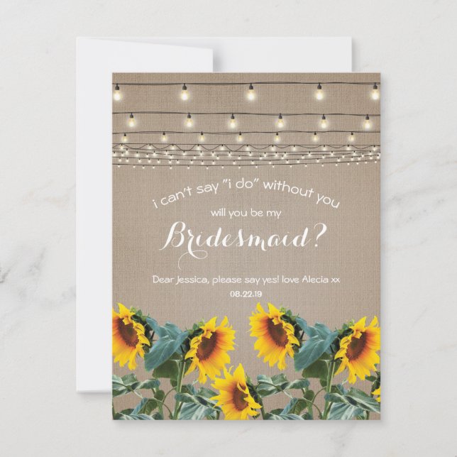 Will you be my Bridesmaid | Rustic Sunflower Invitation (Front)
