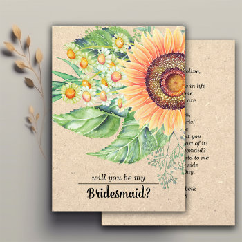 Will You Be My Bridesmaid? Rustic Sunflowers Invitation by YourWeddingDay at Zazzle