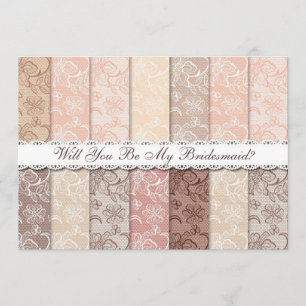 Will You Be My Bridesmaid? Rustic Vintage Lace Invitation