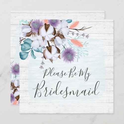 Will You Be My Bridesmaid Rustic Wood Floral Card