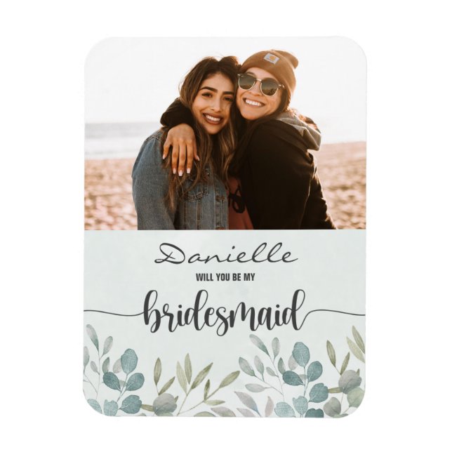 Will You Be My Bridesmaid sage green Magnet (Vertical)