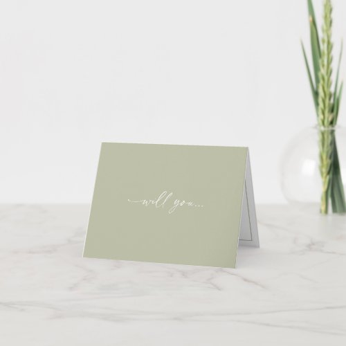 Will you be my bridesmaid Sage modern script Card