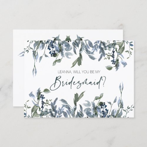 Will You Be My Bridesmaid Sage Silver Green Floral