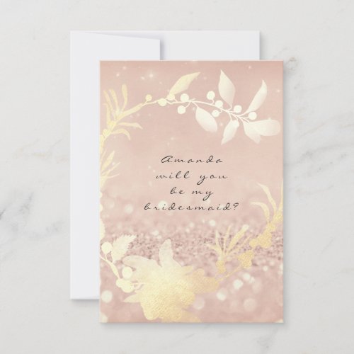 Will You Be My Bridesmaid Sepia Blush Wreath Pink Invitation