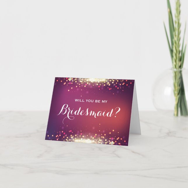 Will you be my Bridesmaid Shiny Gold Sparkle Dots Invitation (Front)
