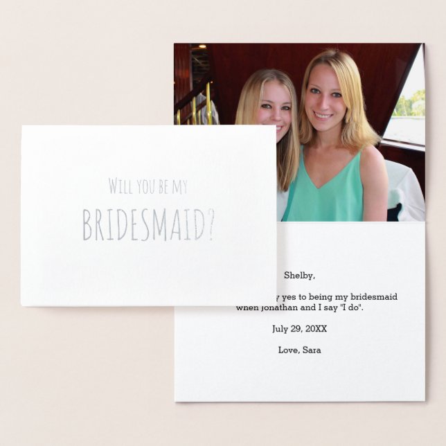 Will You Be My Bridesmaid Silver Foil Paisley Card (Display)