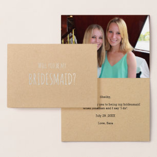 Will You Be My Bridesmaid Silver Foil Paisley Foil Card