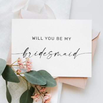 Will You Be My Bridesmaid. Simple Black And White Postcard by RemioniArt at Zazzle
