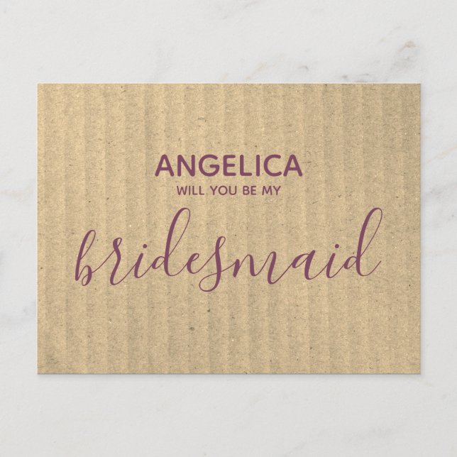 Will you be my bridesmaid simple Kraft card rustic (Front)