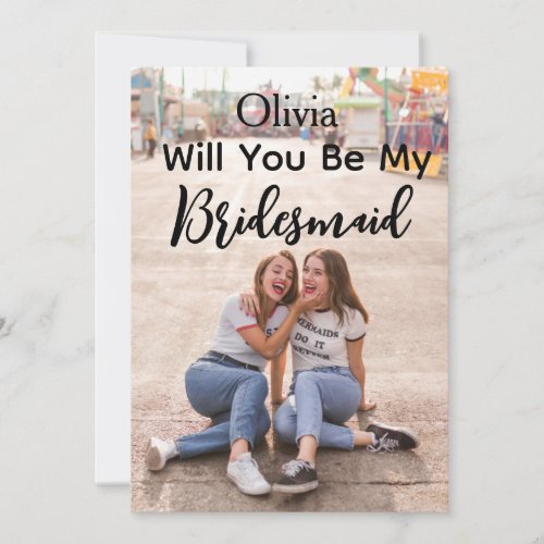 Will You Be My Bridesmaid simple Modern Photo Invitation