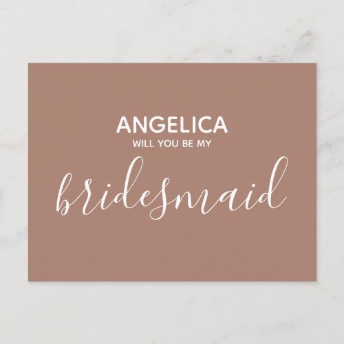 Will you be my bridesmaid simple Terracotta Invita Invitation Postcard