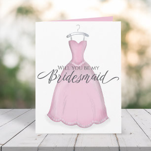 Will you be my Bridesmaid Simple Vintage Dress Card