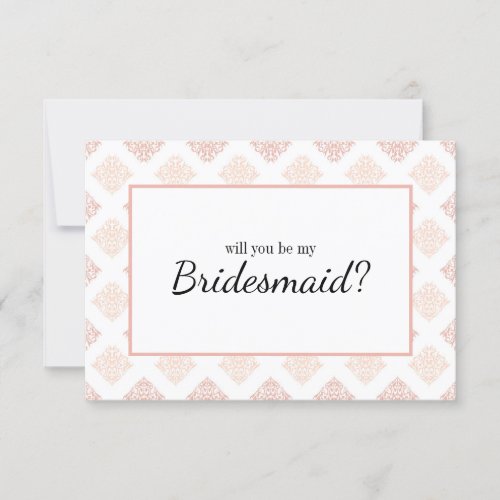 Will You Be My Bridesmaid Soft Peachy Blush Damask