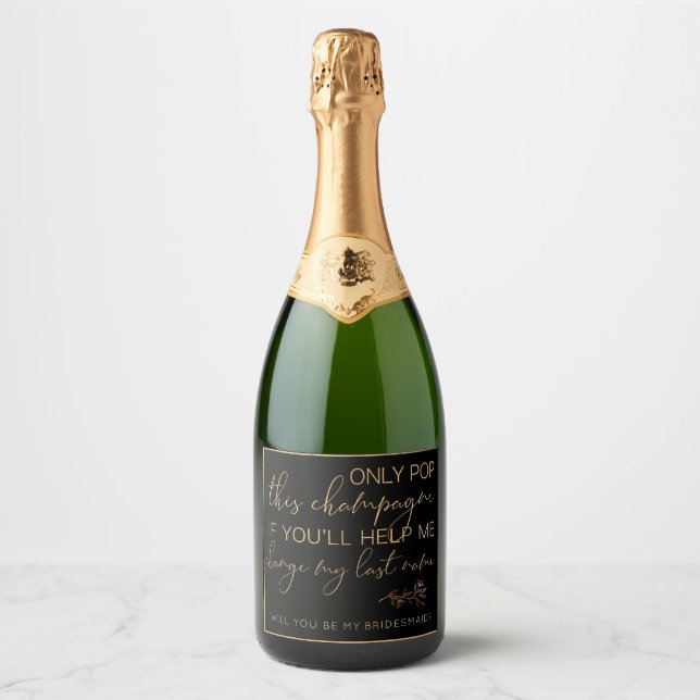 Will you be my bridesmaid sparkling wine label (Front)