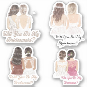 will you be my bridesmaid, stylish 4 wedding sticker
