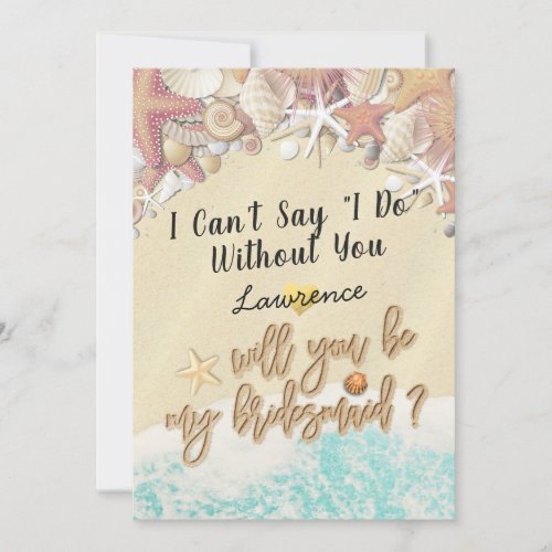 Will You Be My Bridesmaid Summer Beach Starfish Invitation