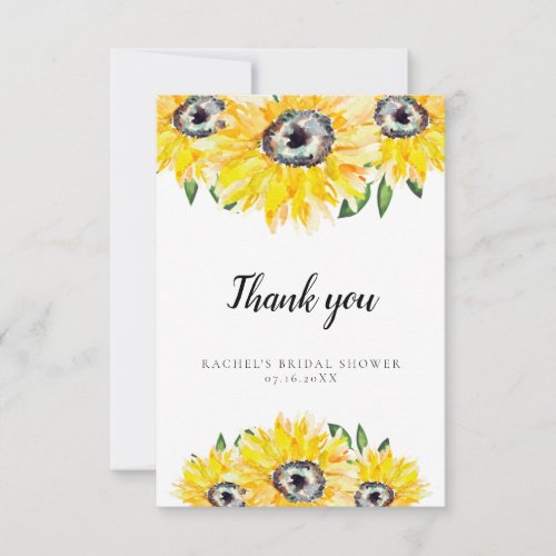Will you be my Bridesmaid Sunflower Script Elegant Thank You Card