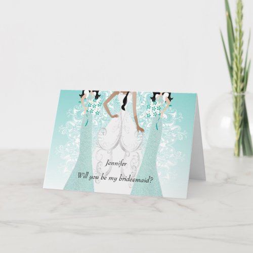 Will you be My Bridesmaid Teal Invitation
