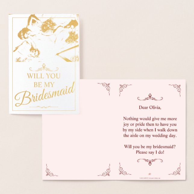 Will You Be My Bridesmaid? Three Lying Bridesmaids Foil Card (Display)