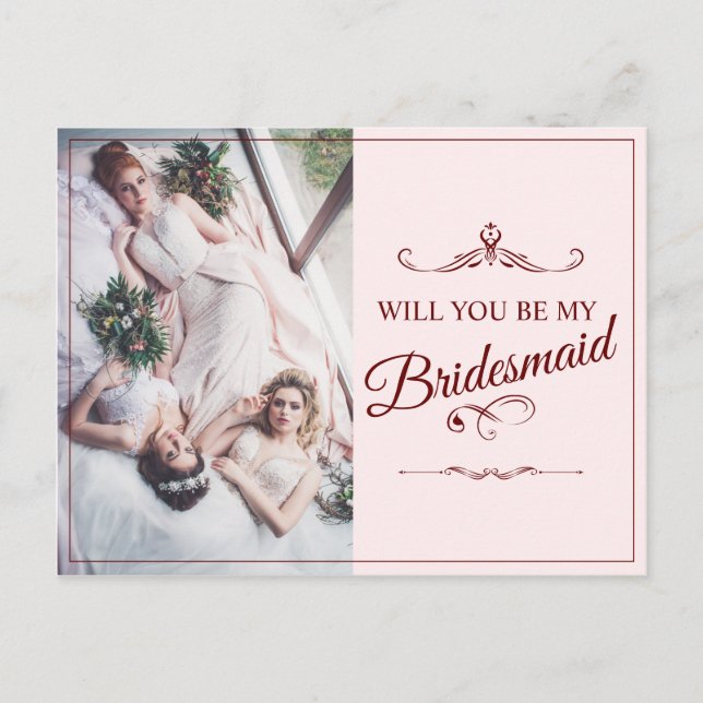 Will You Be My Bridesmaid? Three Lying Bridesmaids Holiday Postcard (Front)