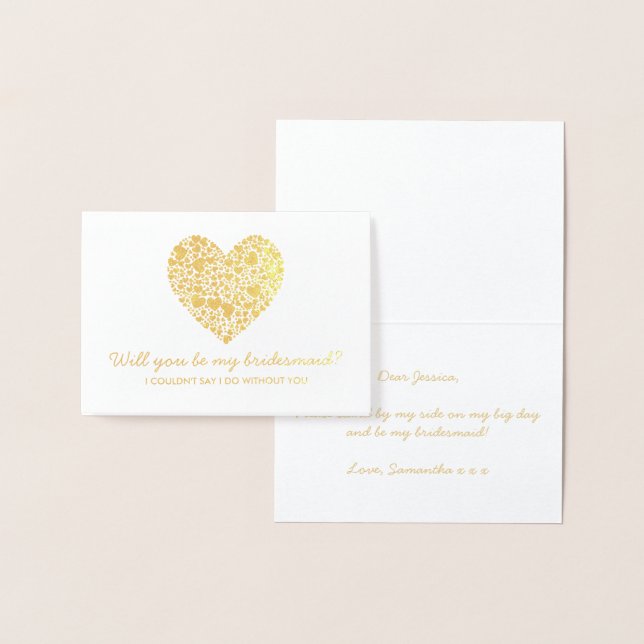 Will You Be My Bridesmaid? Trendy Heart Foil Card (Display)