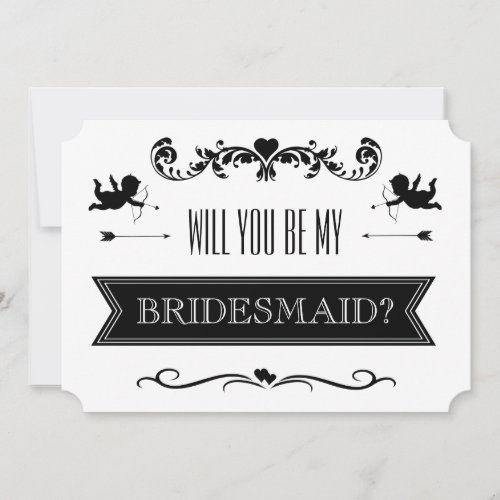 Will You Be My Bridesmaid Typography Wedding Invitation