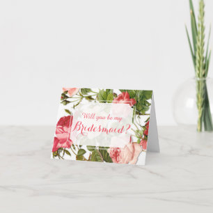 Will You Be My Bridesmaid? Vintage Floral Romance Invitation