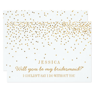 Will You Be My Bridesmaid? Vintage Gold Confetti Card
