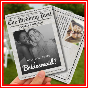 Will You Be My Bridesmaid   Vintage Newspaper Invitation