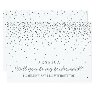 Will You Be My Bridesmaid? Vintage Silver Confetti Invitation