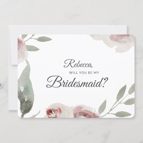 Will you be my Bridesmaid Watercolor Eucalyptus Invitation