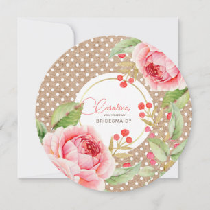 Will you be my Bridesmaid? Watercolor Flowers Invitation