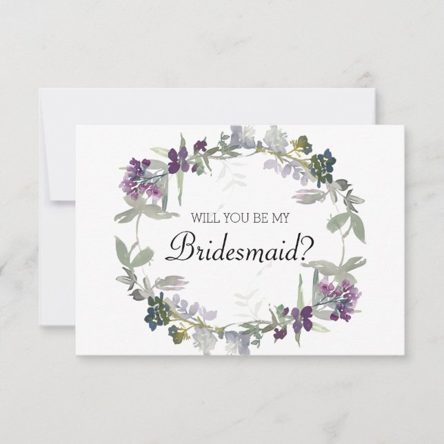 Will You Be My Bridesmaid Watercolor Lavender (Front)
