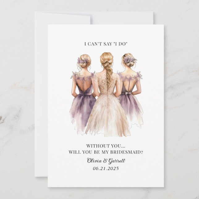 Will You Be My Bridesmaid Watercolor Proposal Invitation (Front)